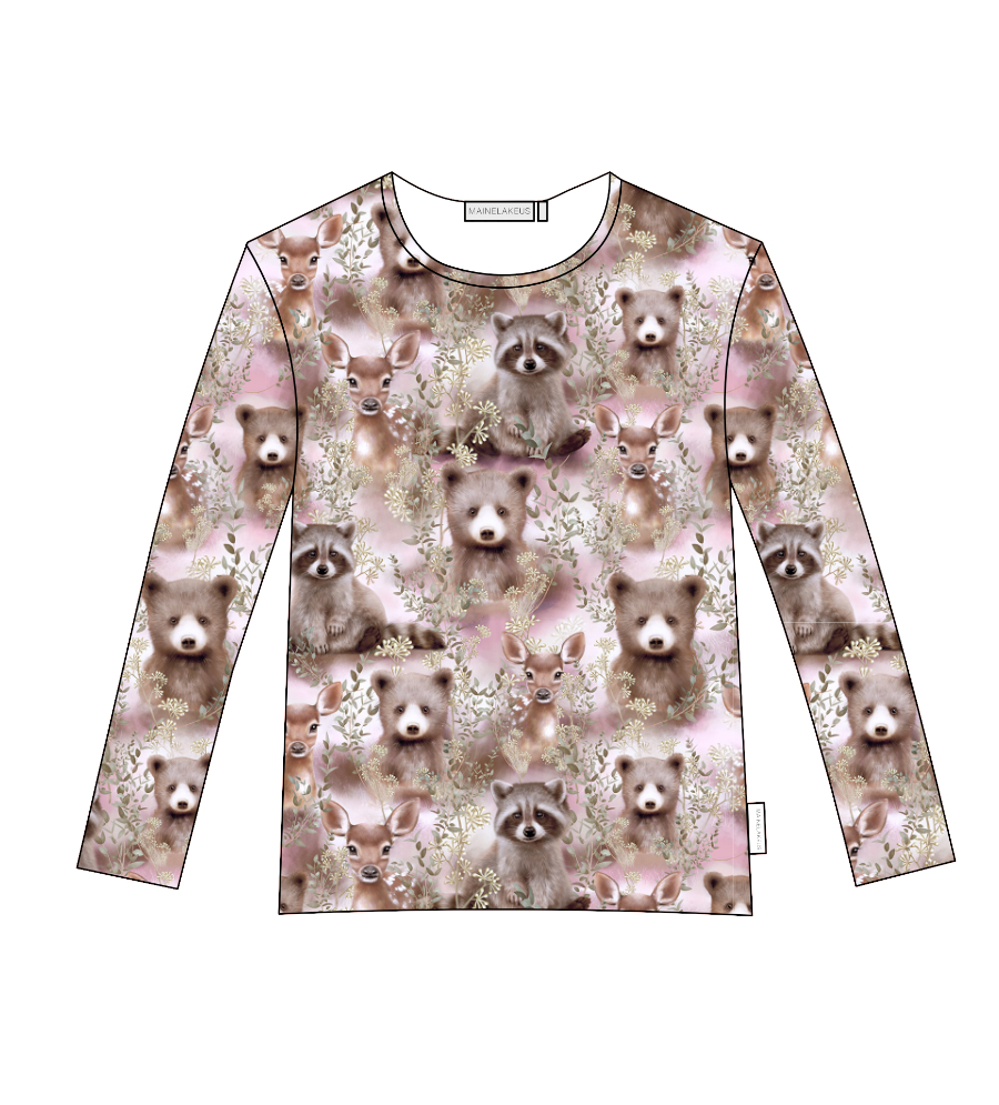 Neva paita, Forest animals pink koko 110/116